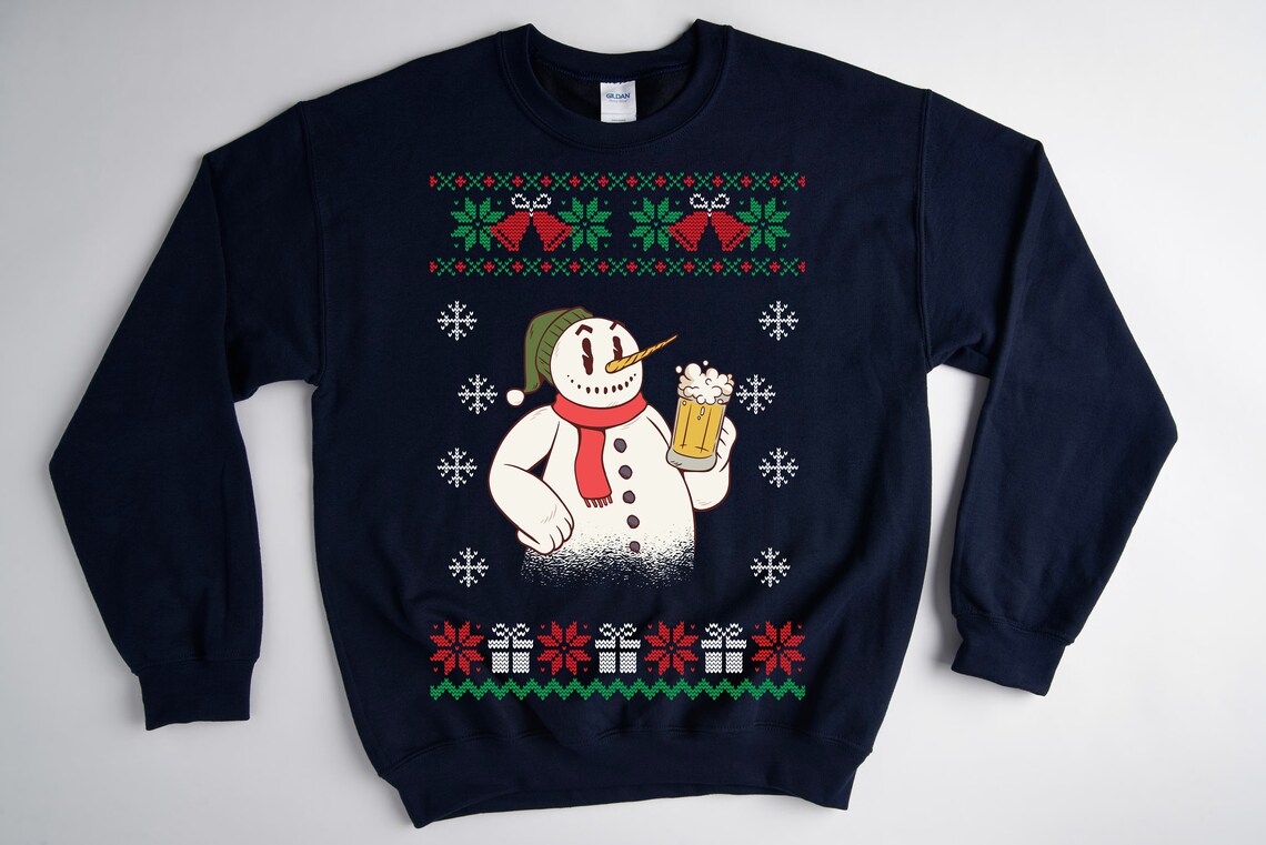 Snowman beer Christmas sweater ugly christmas sweater ugly | Etsy