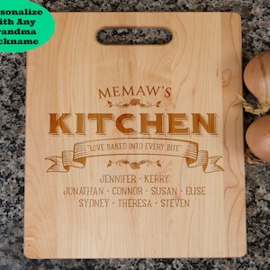 gift for memaw, memaw&#39;s kitchen, memaw gift, memaw cutting board, personalized memaw cutting board, mothers day, grandma