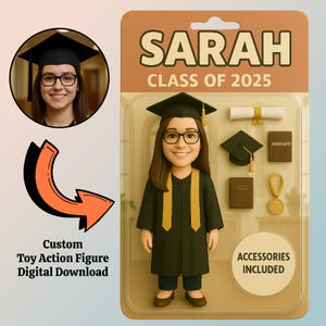 Funny Graduation gift, Custom Action Figure box, Personalized Toy Box, senior graduate class of 2025, high school graduation present