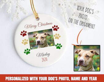 personalized pit bull christmas ornament, pit bull christmas ornament, custom pit bull ornament
