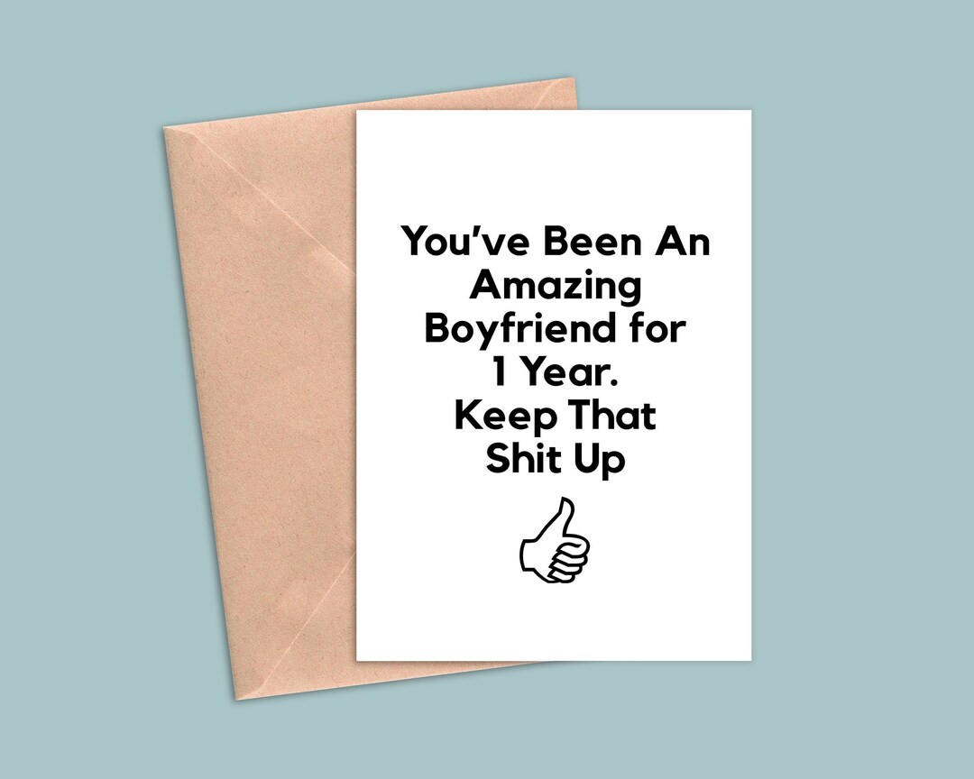 1 Year Anniversary Card for Boyfriend, 1st Anniversary Gift for Him