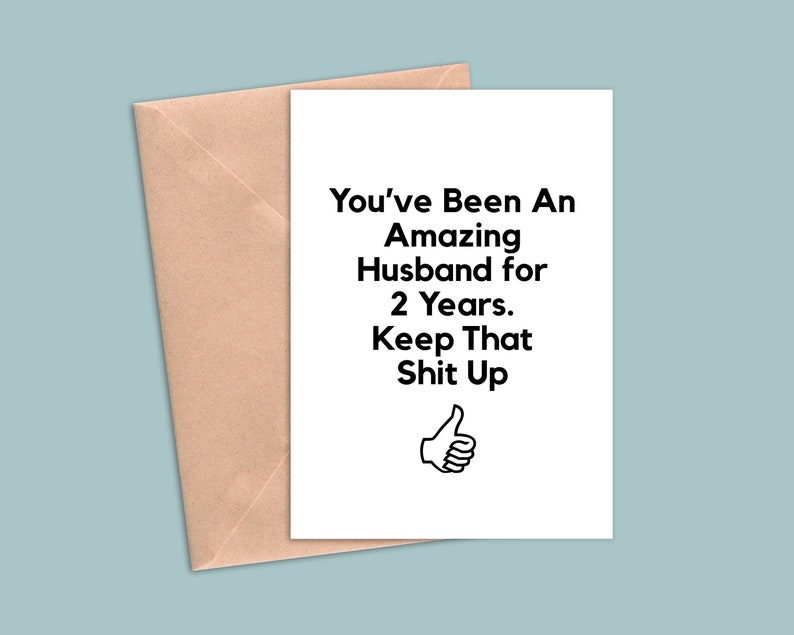 2 Year Anniversary Card For Husband, 2nd Anniversary Gift For Him, Two Year Anniversary Cards, Funny 2 Year Greeting Card Gift For Men image 1