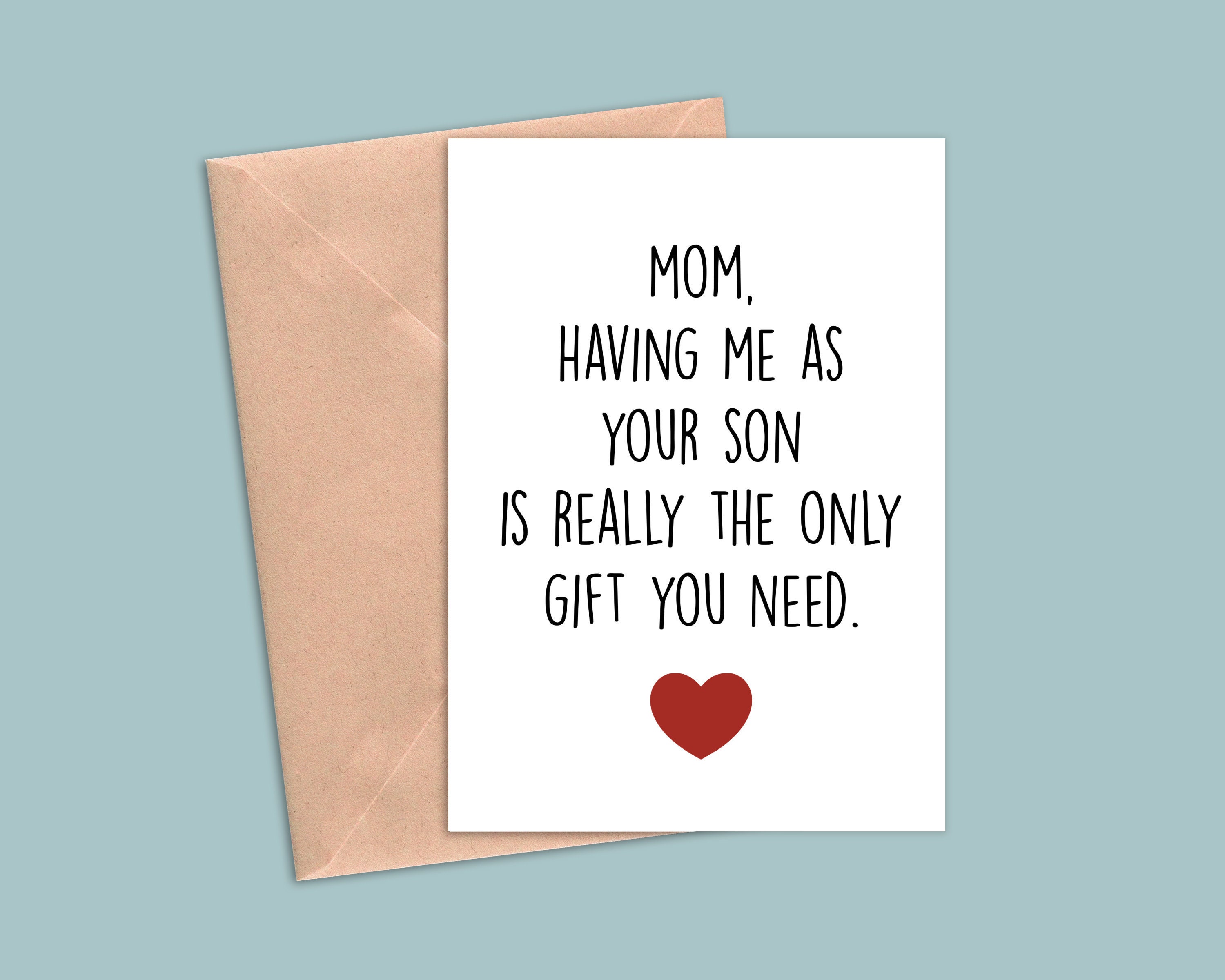 Mothers Day Card From Son, Card for Mom, Mom Birthday Card, Funny ...