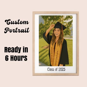 Custom Graduation Portrait, Faceless Illustration, Gift for Graduate, Cartoon Portrait from Photo, Personalized Graduation Gift for senior
