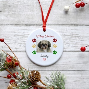 personalized shih tzu christmas ornament, shih tzu christmas ornament, custom shih tzu ornament image 8