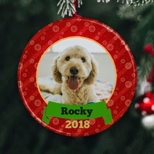 dog christmas ornament, dog christmas tree ornament, personalized puppy xmas ornament, custom name dog christmas tree ornaments