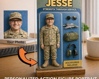 Regalo militar personalizado para papá de parte de sus hijos, recuerdo personalizado de soldado de parte de su hijo o hija.