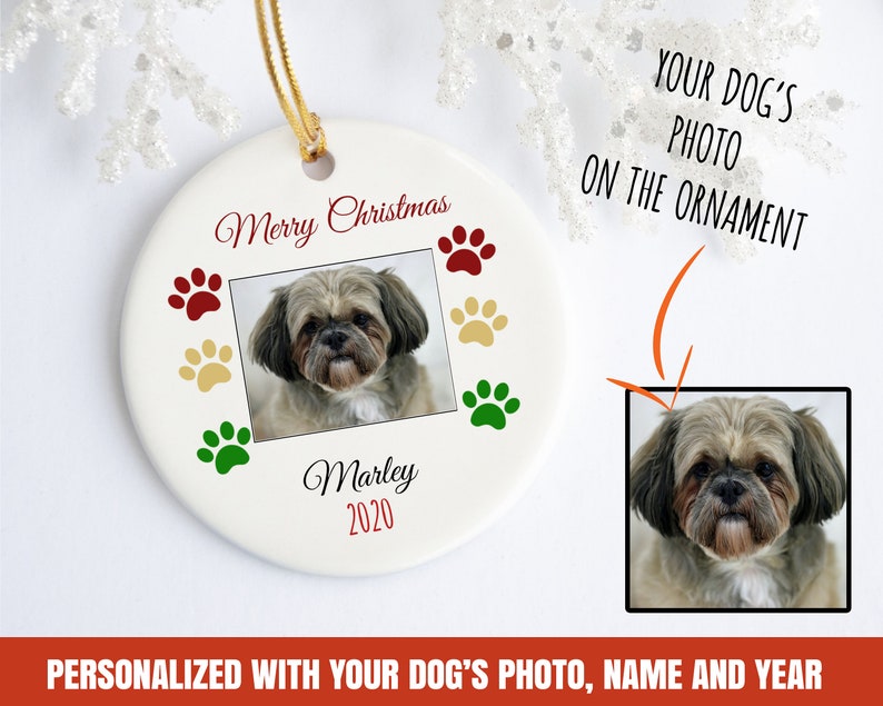 personalized shih tzu christmas ornament, shih tzu christmas ornament, custom shih tzu ornament image 1