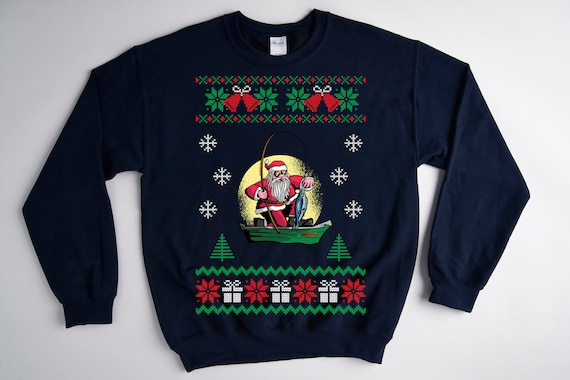 Santa Fishing Christmas Sweater, Christmas Sweater Women Funny, Ugly  Christmas Sweater Men Funny, Holiday Xmas Sweatshirt Gift for Him -   Canada