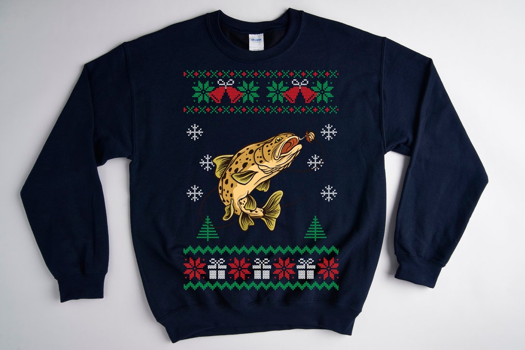 Brown Trout Fishing Christmas Sweater, Ugly Christmas Sweater