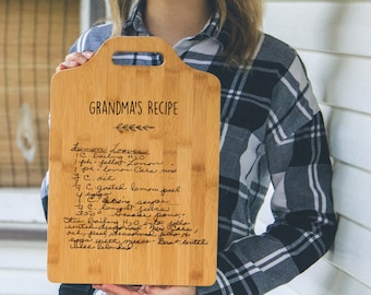 handwritten recipe cutting board, custom cutting board, engraved cutting board, customized cutting board