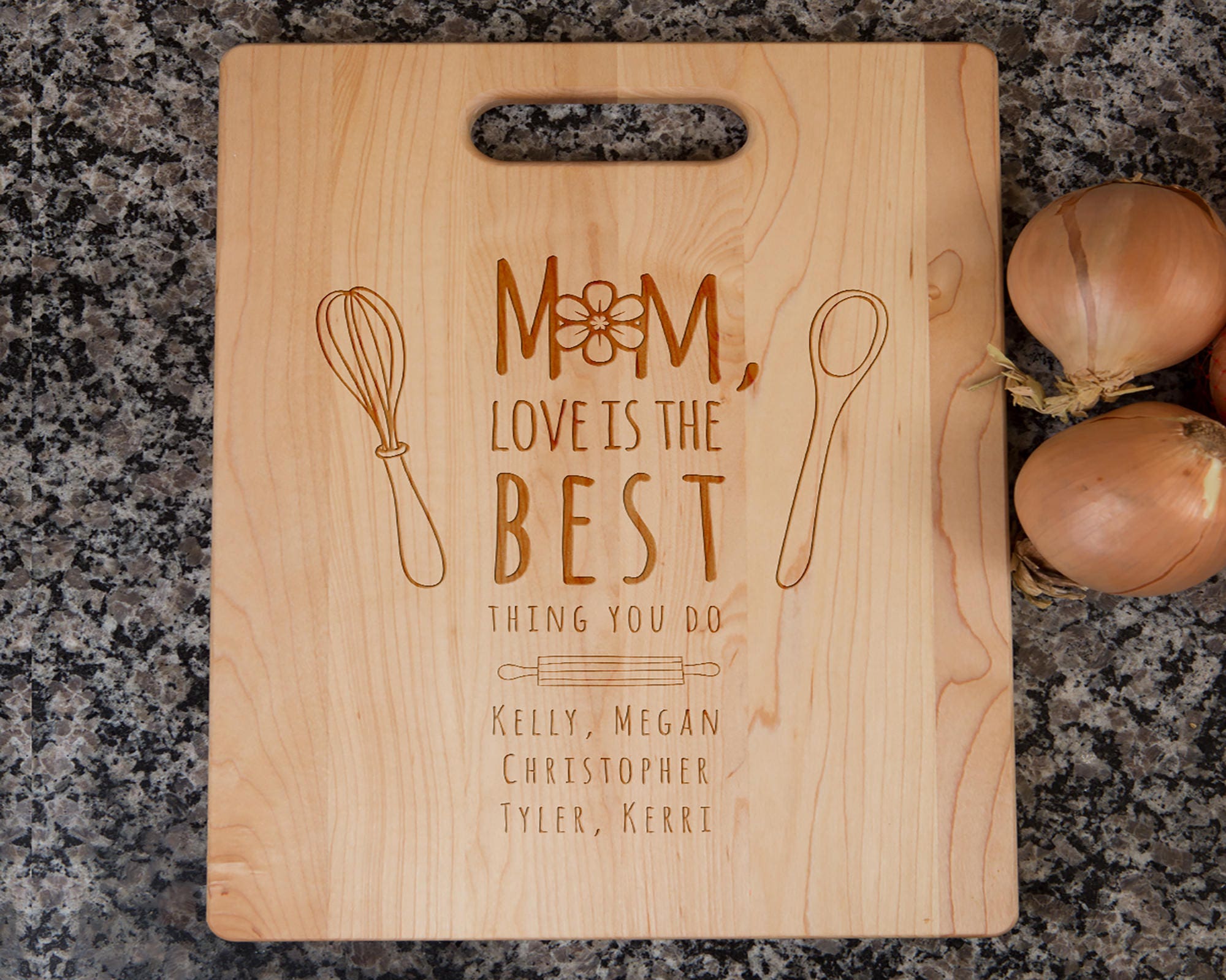 Mom Birthday Gift: Custom Engraved Cheese Board for Kitchen