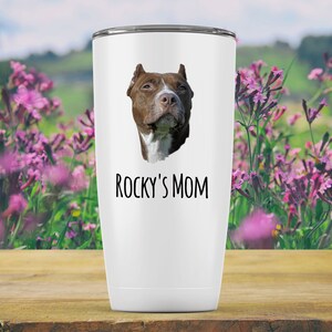 personalized pit bull gift, pit bull  mom gift, custom pit bull gift, pit bull tumbler, pit bull picture gift, pit bull travel mug