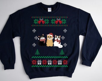 Cat Christmas sweater, ugly christmas sweater, ugly christmas sweater women, ugly christmas sweater men, cats christmas sweatshirt