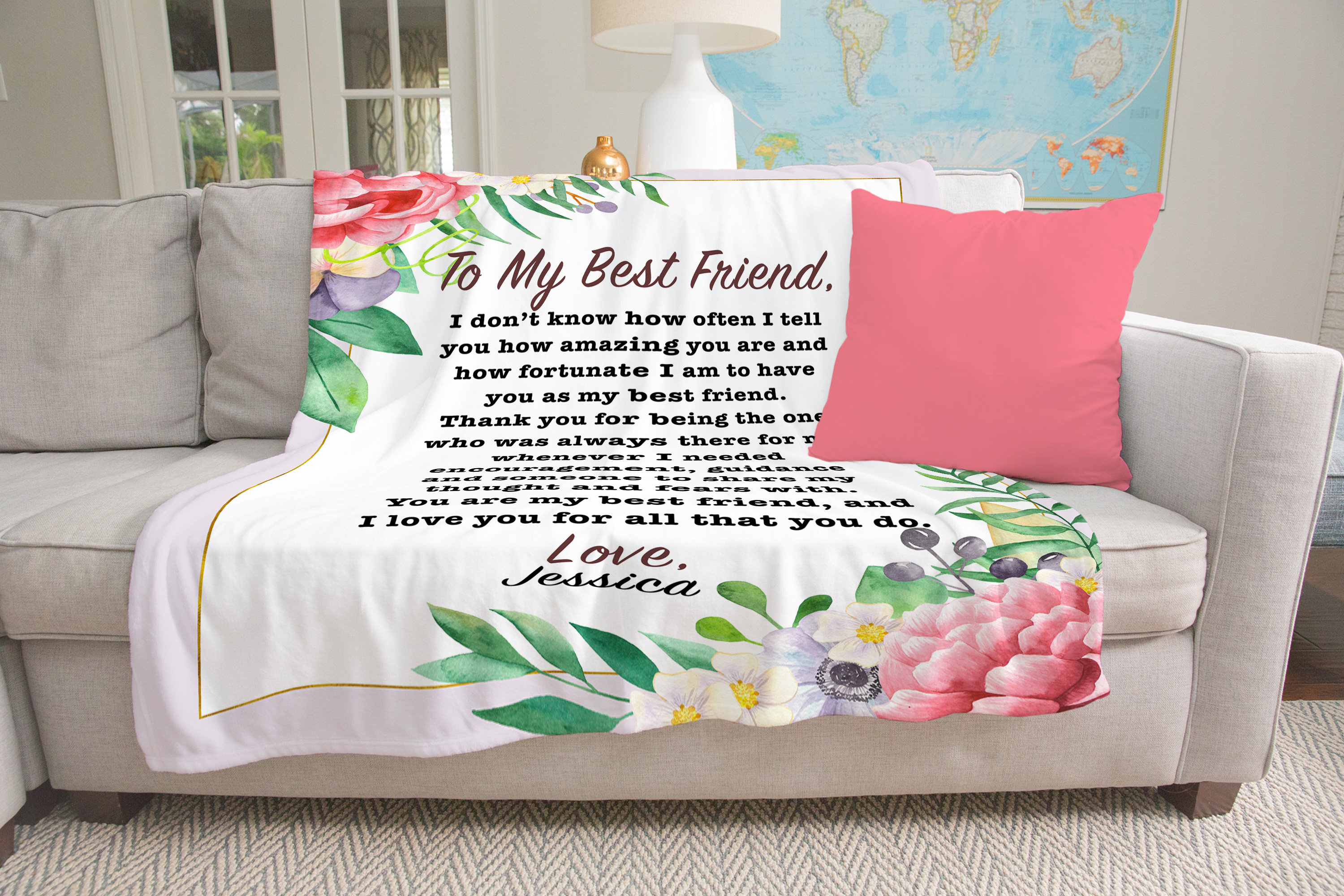 Personalized best friend blanket gift to best friend best Etsy