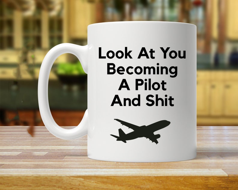 pilot gift, gift for pilot, pilot mug, flight school graduate, becoming pilot, aviation school graduate, funny pilot mugs, coffee cup image 1