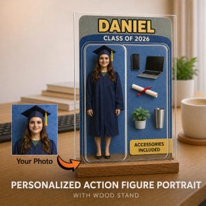 Personalized Graduation gift for daughter, custom Action Figure Portrait, Senior Class of 2026 memories