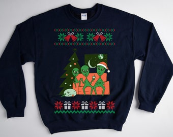 Alien party Christmas sweater, ugly christmas sweater, ugly christmas sweater women, ugly christmas sweater men