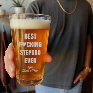 Funny stepdad Gift from Kids, Personalized Gift for stepdad, Best stepdad Pint Glass, Custom Father’s Day Beer Glass, stepdad Birthday gift