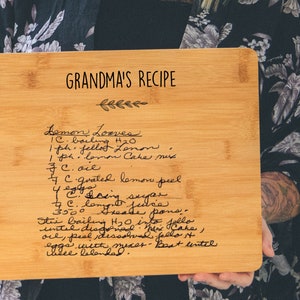 recipe cutting board, customized recipe cutting board, personalized cutting board recipe, recipe cutting board handwriting Horizontal Etching