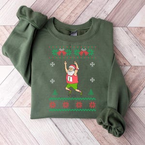 santa marathon ugly Christmas sweater, santa running Christmas sweater, funny santa runner sweater for women and men, santa jogging shirt image 12