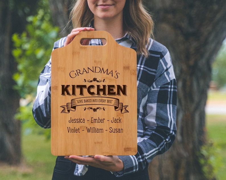 personalized grandma cutting board, gift for grandma, grandma's kitchen, grandma's cutting board, grandma's kitchen, mothers day image 1