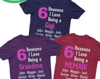 personalized custom t shirts with grandkids names personalized, gigi shirt, nana shirt, grandma shirt, memaw shirt, mimi shirt, mothers day