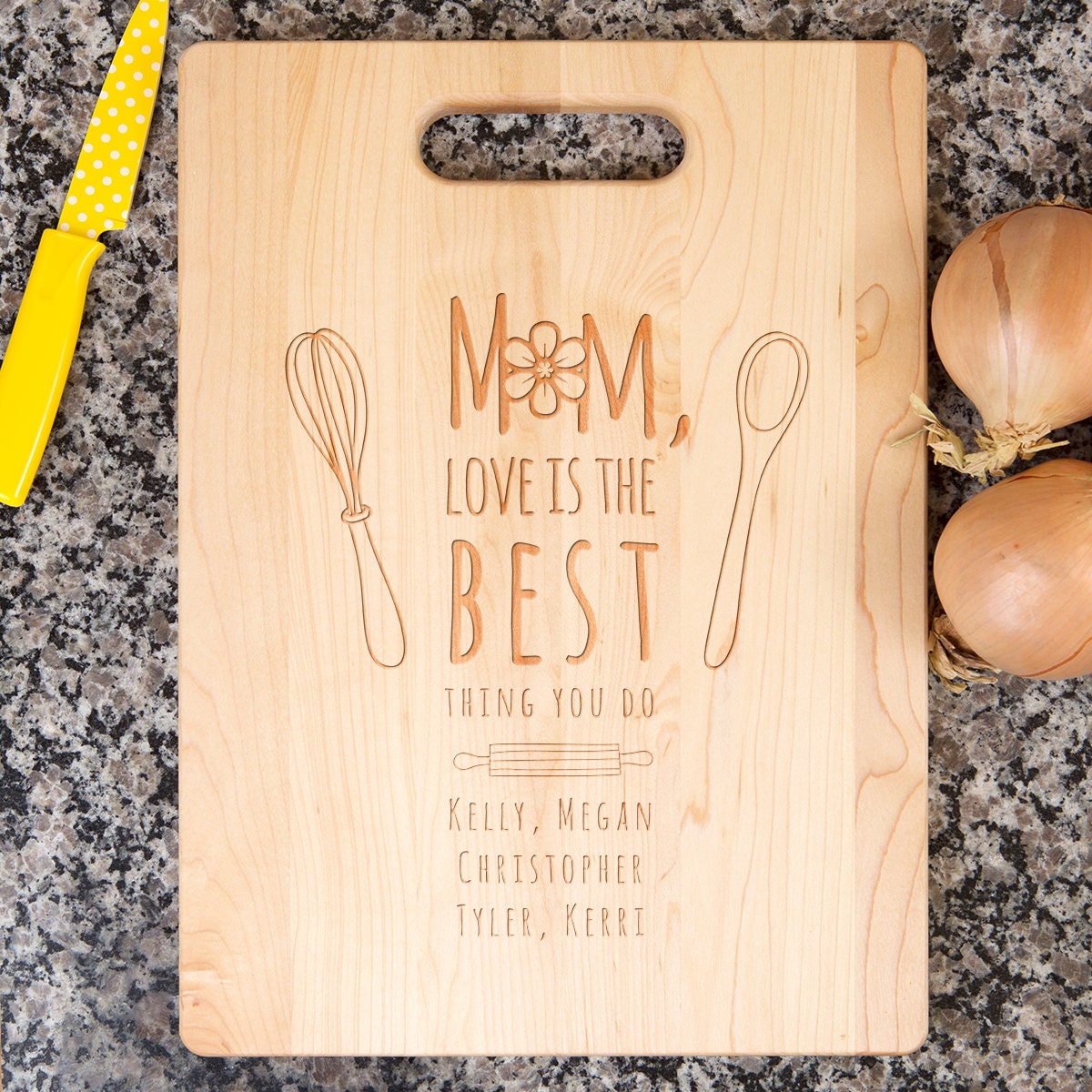 Personalized Mother's Day Cutting Board: Mom's Kitchen. – milk & honey