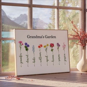 unique custom 8x10 11x14 frame with watercolor flowers birthday gift for grandma