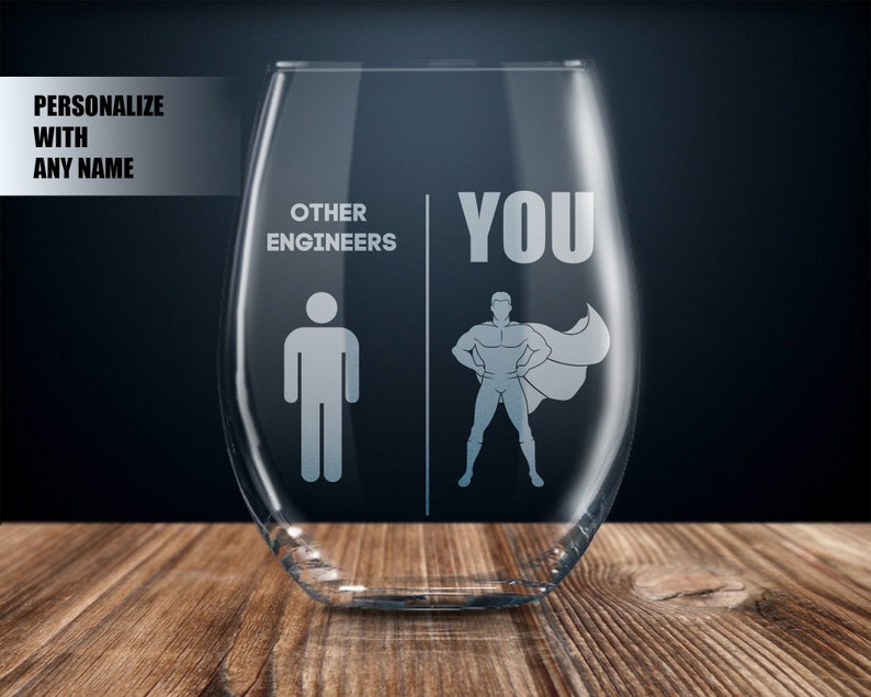 gift for engineer, personalized engineer gift ideas, engineer gift for men, engineer wine glass, custom engineer gifts, best engineer ever image 1