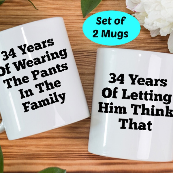 34th anniversary gifts, 34th anniversary mugs, 34th wedding anniversary gifts, 34th year anniversary gift, 34th anniversary gift