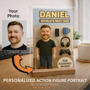 Funny gift for foster dad, Custom dad Action Figure, Personalized Toy Box gift, fathers day gift, funny Personalized Digital portrait Art