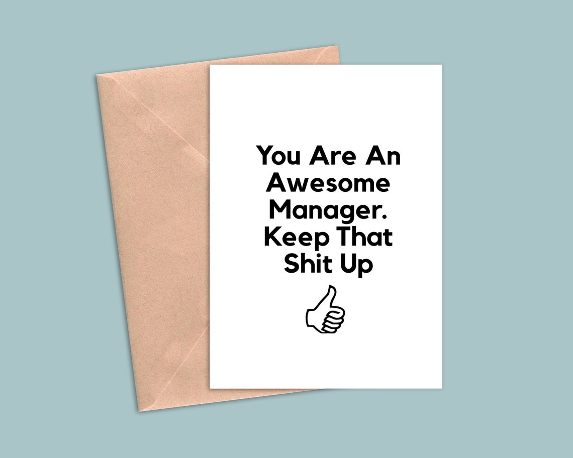 Funny Manager Greeting Card Manager Birthday Card Manager Etsy