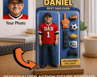 Divertido regalo para papá aficionado al fútbol, placa de escritorio personalizada para padre, placa acrílica personalizada