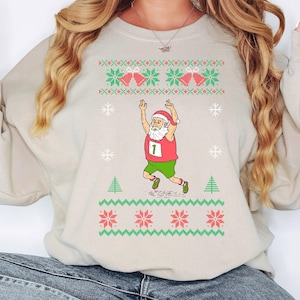 santa marathon ugly Christmas sweater, santa running Christmas sweater, funny santa runner sweater for women and men, santa jogging shirt image 8