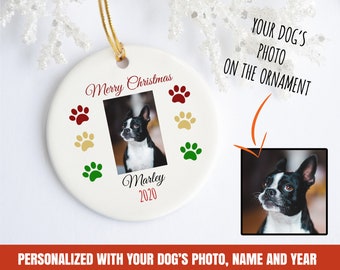 personalized boston terrier christmas ornament, boston terrier christmas ornament, custom boston terrier ornament