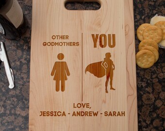 personalized godmother gift, gift for godmother, best godmother ever, godmother cutting board, custom cutting board, mother's day gift