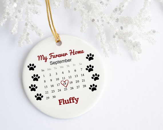 Personalized Dog Ornament, Dog Adoption Gift, Cat adoption gift, Pet Adoption Rescue, calender Furever Home, custom christmas tree decor