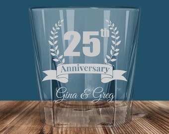 anniversary gift, gift for anniversary, personalized anniversary gift, wedding anniversary low ball glass, anniversary rock glass