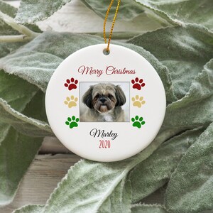 personalized shih tzu christmas ornament, shih tzu christmas ornament, custom shih tzu ornament image 3