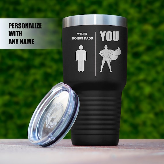 bonus dad gift for men, personalized bonus dad gift, gift for bonus dad, bonus dad tumbler, bonus dad gift ideas, bonus dad travel mug