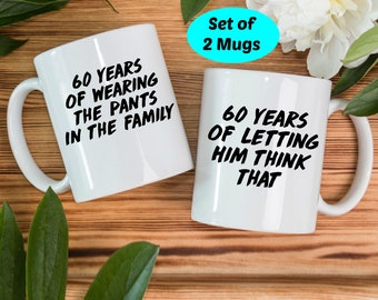 Funny 60th Anniversary Mug Set, 60 Year Anniversary Gift