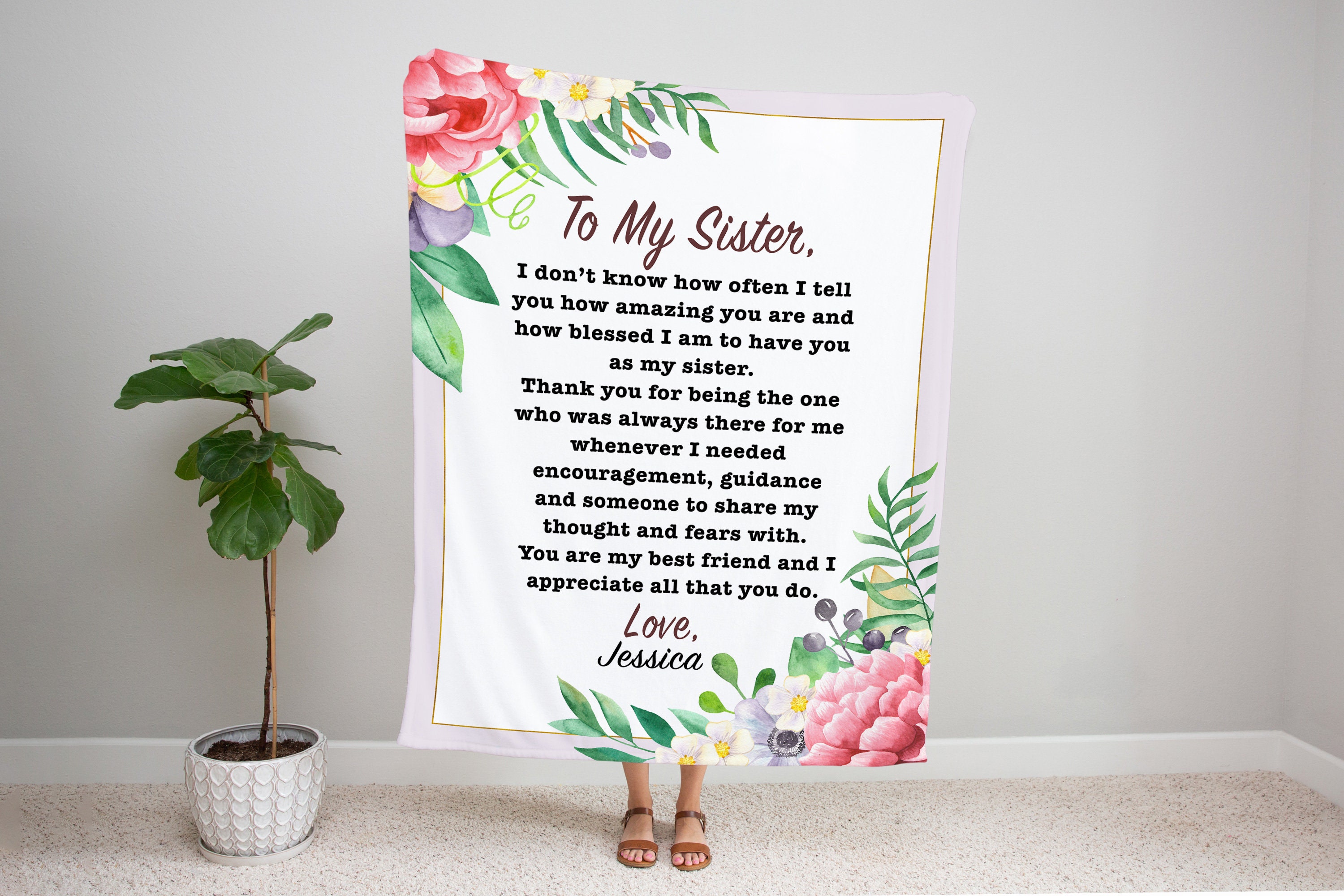 Personalisiert Geschenkdecke „Für Meine Schwester“ – Kuschelweich, 127 X 152 Cm