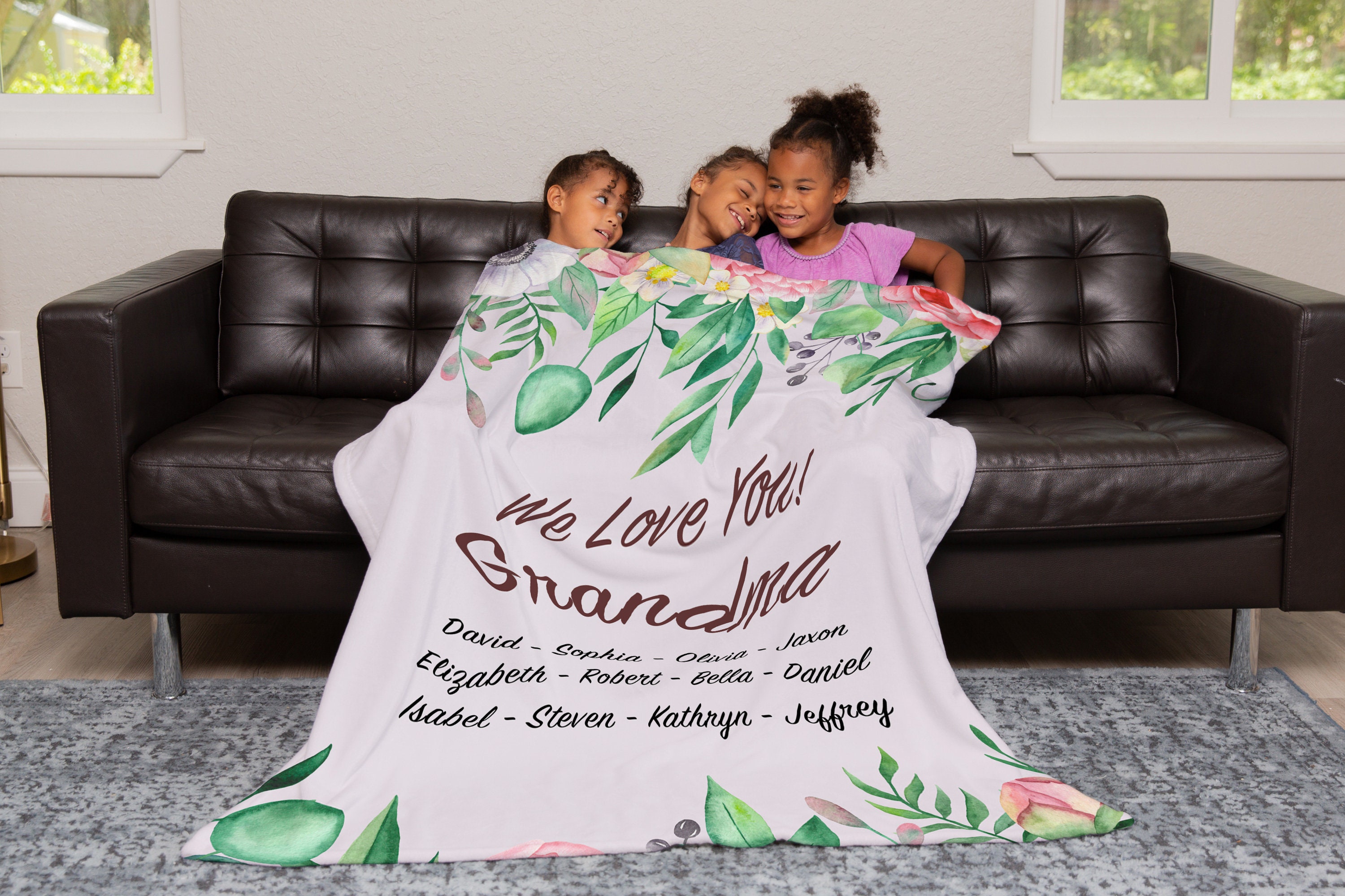 Grandma Personalized Blanket Grandma Blanket With Grandkids Etsy
