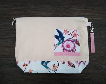 Project bag, knitting bag, medium zipper bag, canvas zipper pouch