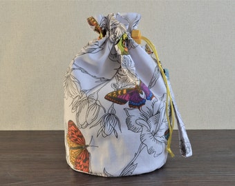 Project bag, knitting bag, small medium large extra large drawstring bag