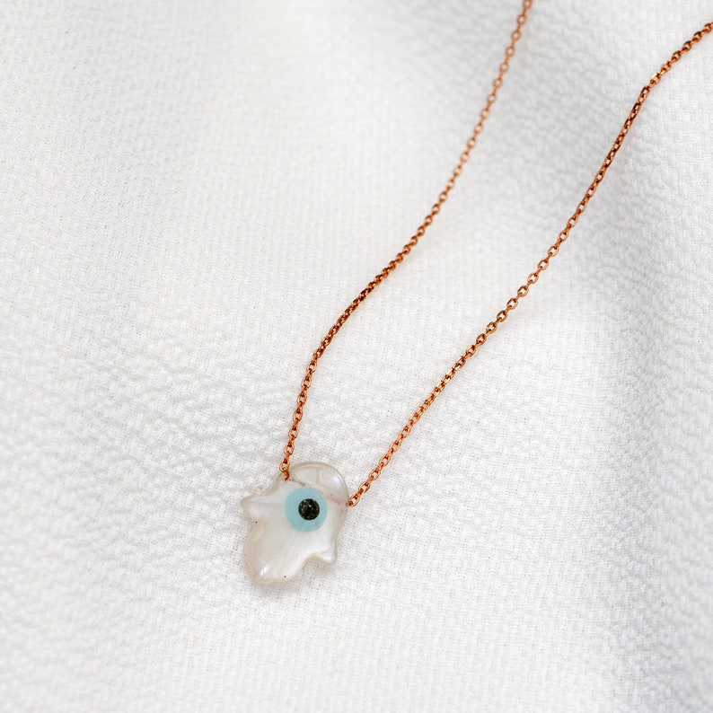 White Gold or Rose Gold 14k Gold Opal Hamsa Necklace 14k Solid Gold Necklace Opal Hamsa Gold Necklace Available in 14k Gold
