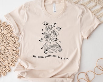 Cottagecore Librarian T-Shirt, Floral Book Lover Design