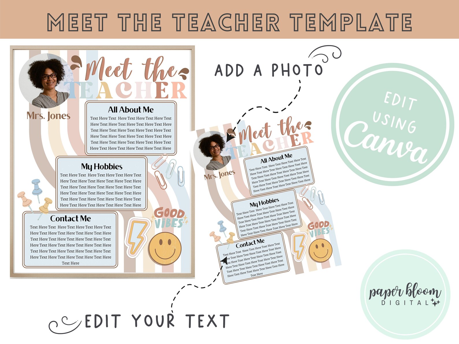 Meet the Teacher Retro Theme Template Personalized Teacher - Etsy