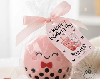 Bestie Valentine Gift Tags, Boba Tea Gift Idea for kids party favor, Boba Valentine, Valentine's classroom party, best friend gift
